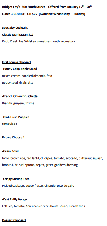 Center City District Restaurant Week 2023 Philadelphia