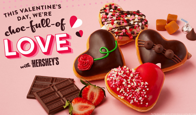 Krispy Kreme Valentine's Day 2023 Lineup featuring Hershey's