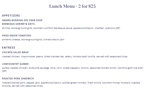 Restaurant Week South Carolina 2023