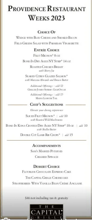 Providence Restaurant Weeks 2023 RI: Menus Highlights, Dates