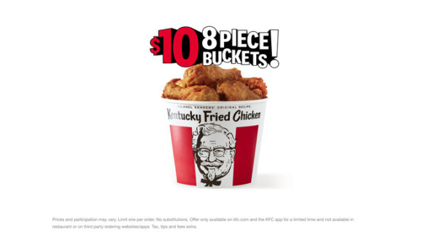 KFC $10 8 piece Fried Chicken Bucket Digital Deal - Foodgressing