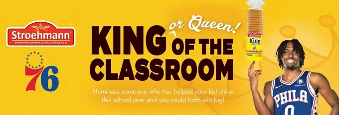 Stroehmann Bread and Philadelphia 76ers Take the Court in Third Annual "King or Queen of the Classroom" Contest