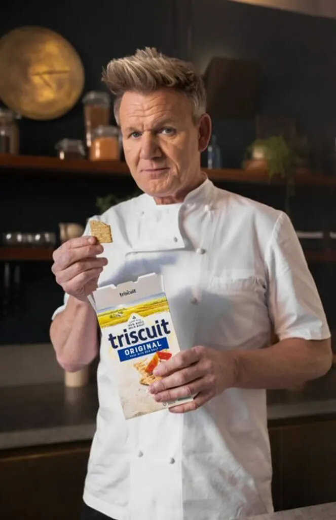 TRISCUIT Brand Launches New "Unapologetically Wholesome" Campaign with Gordon Ramsay as the personification of a TRISCUIT Cracker: crunchy on the outside, yet incredibly wholesome on the inside