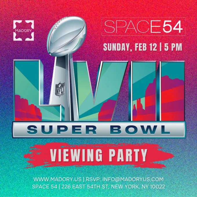 Super Bowl LVII Viewing Party Sun Feb 12th 4pm-10pm @ Tribeca Social,  Tribeca Social, New York, 12 February