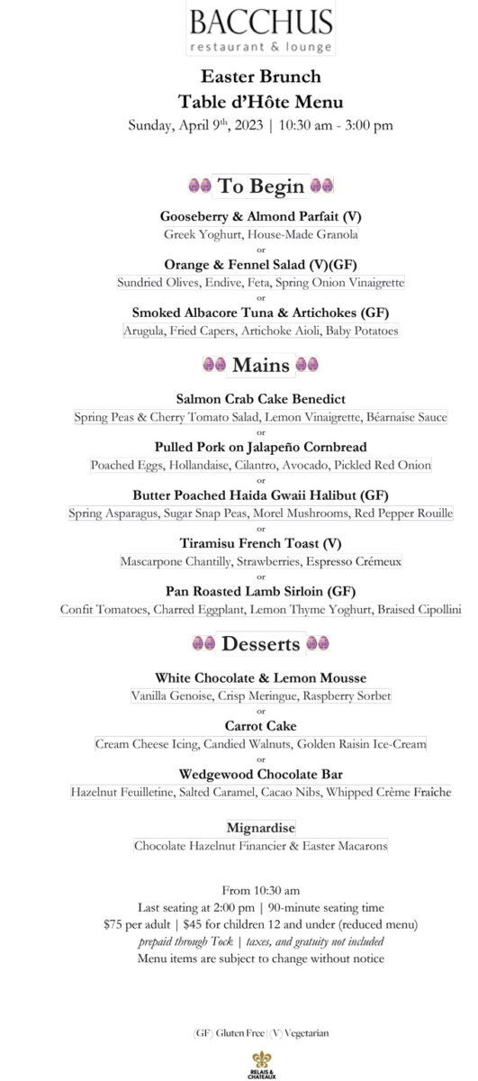 Easter Vancouver 2023 BC Brunch, Restaurants, Things to Do