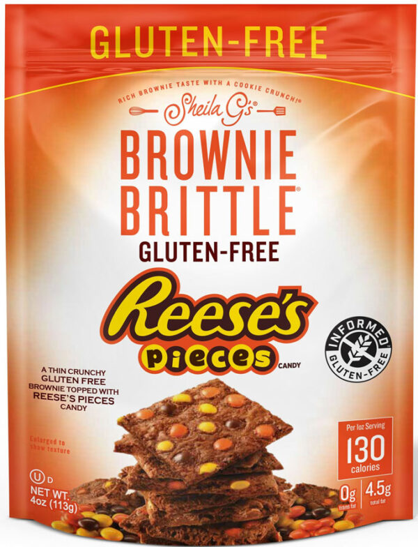 Sheila G's Brownie Brittle Adds Gluten Free Reese's Pieces Brownie Brittle