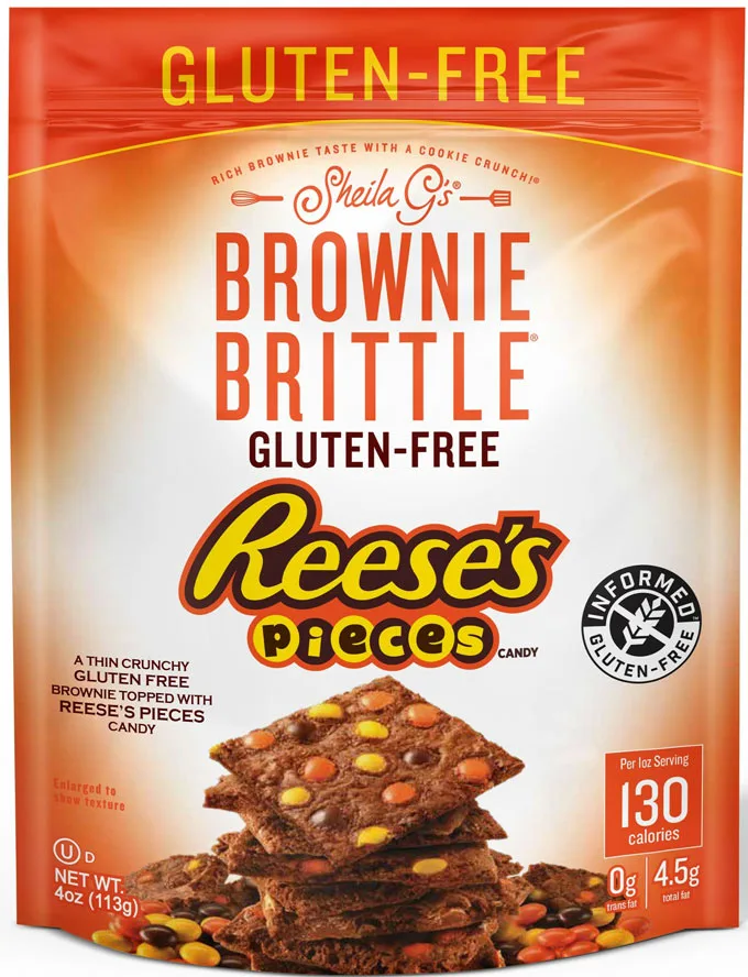 Sheila G's Brownie Brittle Adds Gluten Free Reese's Pieces Brownie Brittle to the Mix