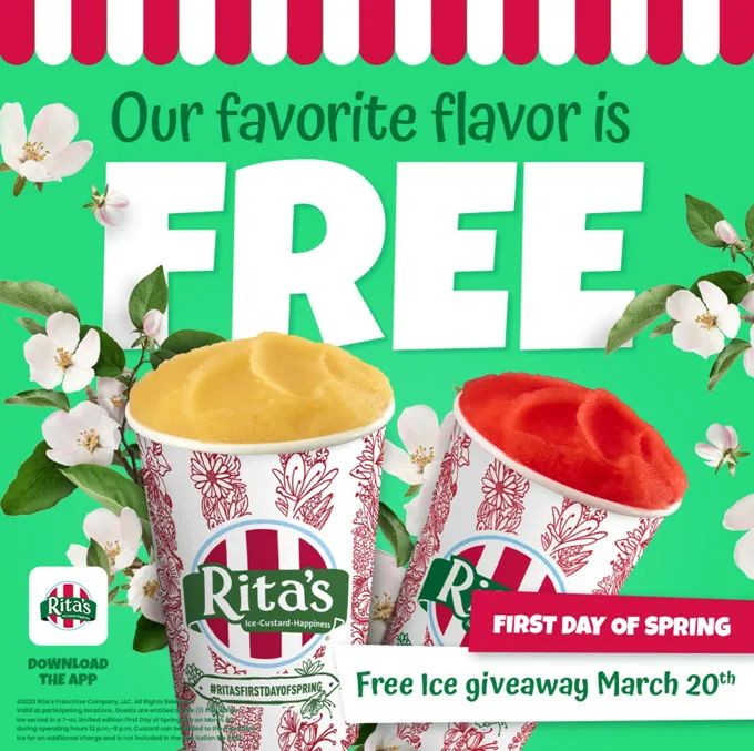 Rita's Italian Ice & Frozen Custard Offers Free Italian Ice to Celebrate the First Day of Spring