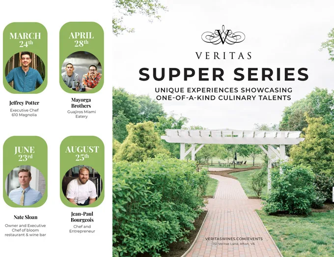 Veritas Winery announces Supper Series with guest line-up of four stars in Southern cuisine