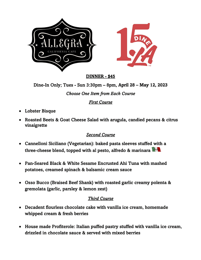 Dine LA 2023 Spring Edition: Menus, Dates