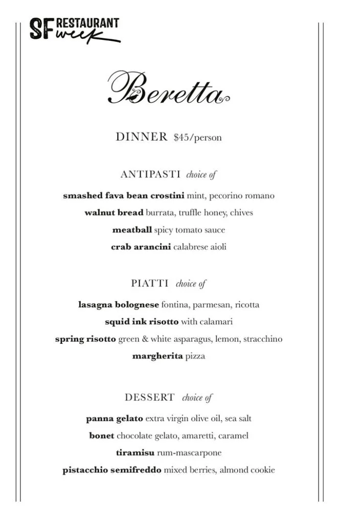 San Francisco Restaurant Week 2023