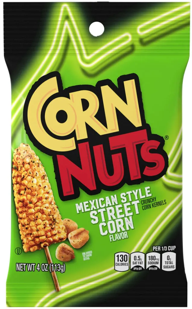 The makers of the CORN NUTS brand introduce a bold new flavor to the snacking aisle - CORN NUTS Mexican Street Corn flavored crunchy corn kernels