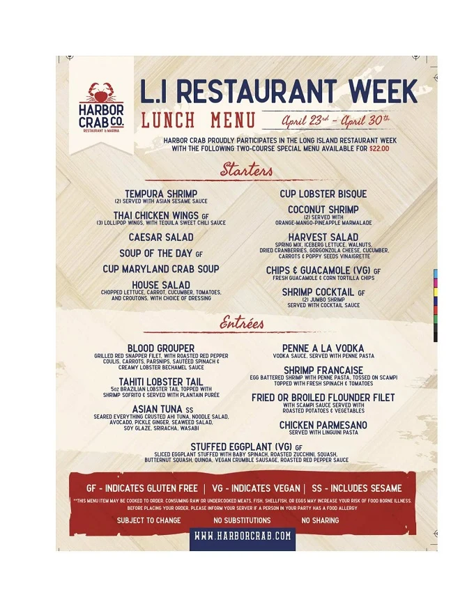 Long Island Restaurant Week 2023 Spring Menus, Dates