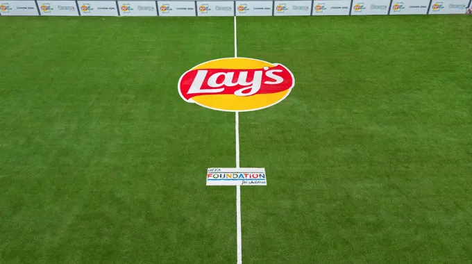 Lay's RePlay Soccer Field Made from Reused Chip Bag Packaging