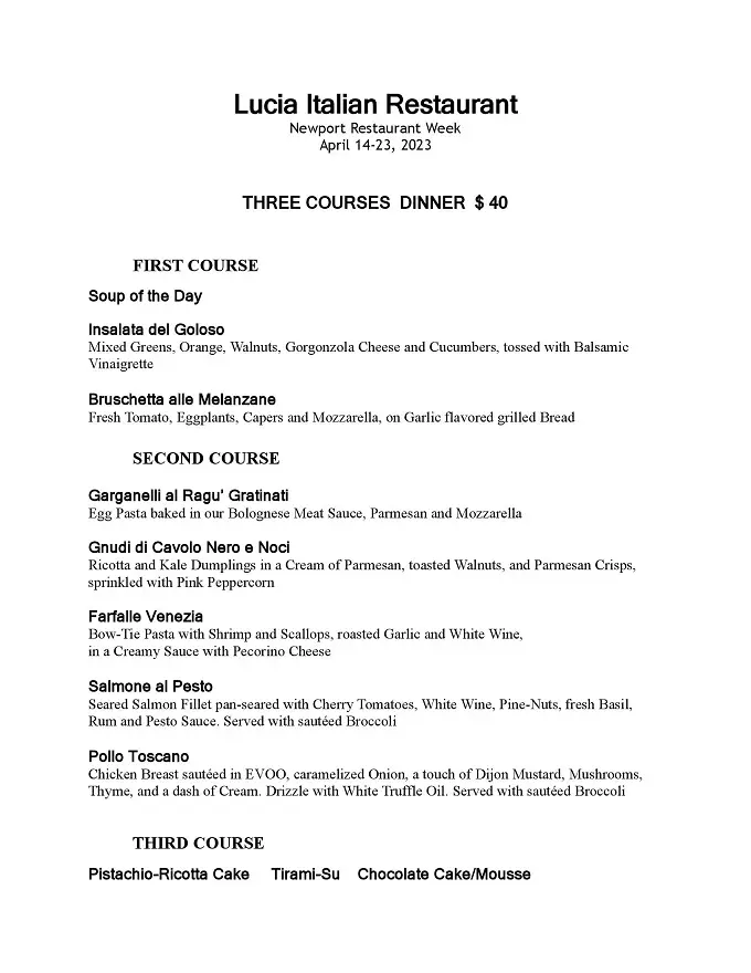 Newport Restaurant Week 2023