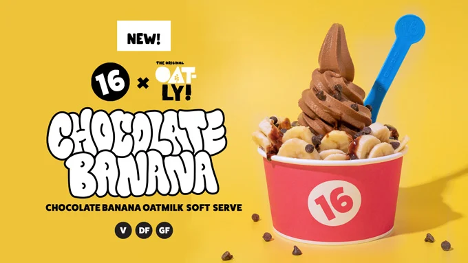 New 16 Handles x Oatly Chocolate Banana Soft Serve
