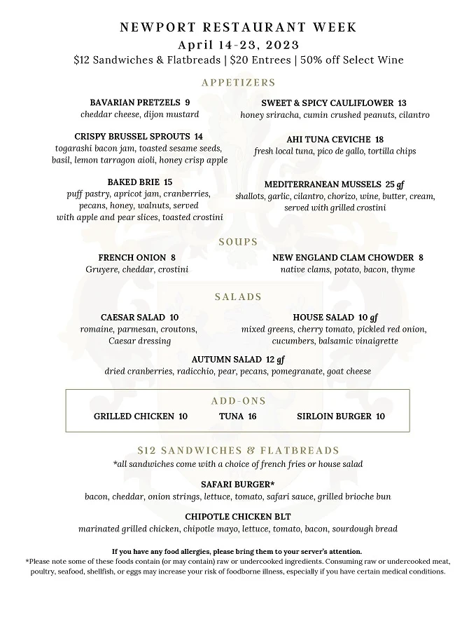 Newport Restaurant Week 2023 Rhode Island Menus, Dates