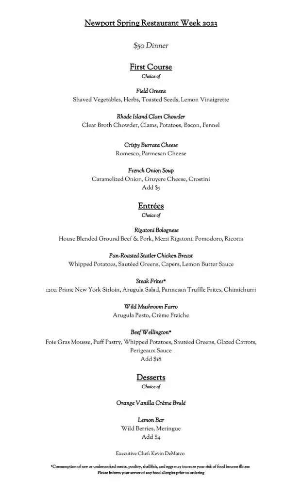 Newport Restaurant Week 2023