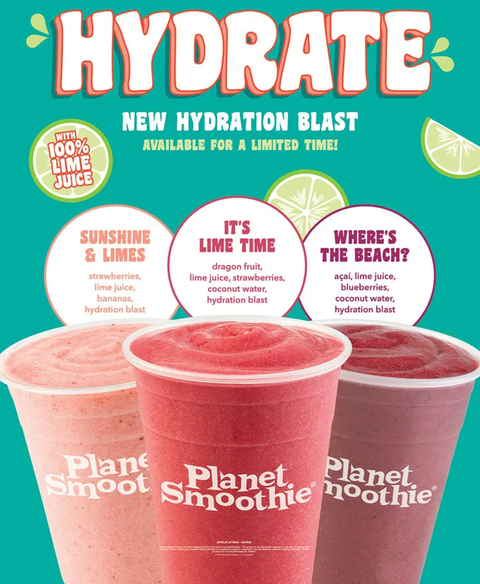 Just in Time for Summer: Planet Smoothie Introduces New Hydrate Smoothies and Welcomes Back Boba!