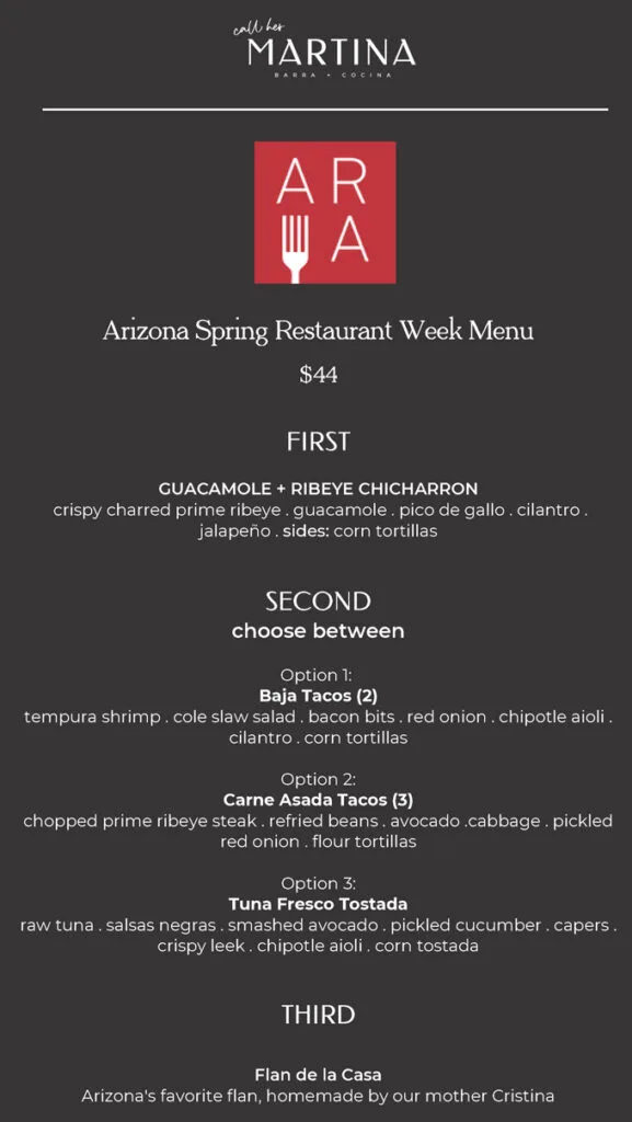 Arizona Restaurant Week 2023 Spring Edition Menus, Dates