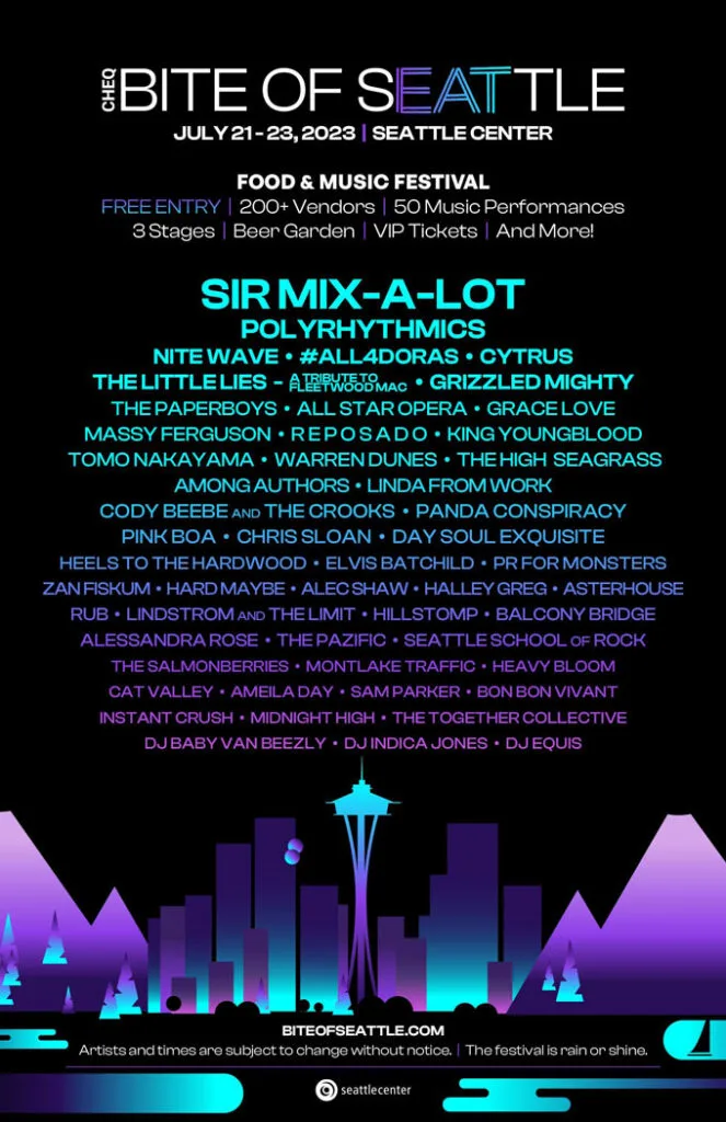 The Bite of Seattle Announces Festival Headliners Sir Mix-A-Lot, Polyrhythmics & Nite Wave