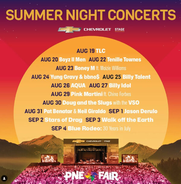 PNE 2023 Vancouver BC Summer Concerts, Events, Tickets