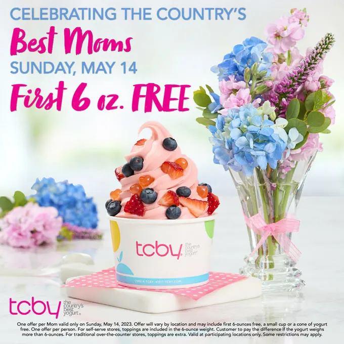 TCBY Invites Moms to Celebrate Mother's Day with a Free Sweet Treat
