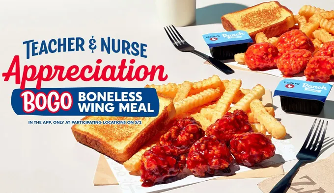 Teachers and Nurses get free Boneless Wings Meal from Zaxby's