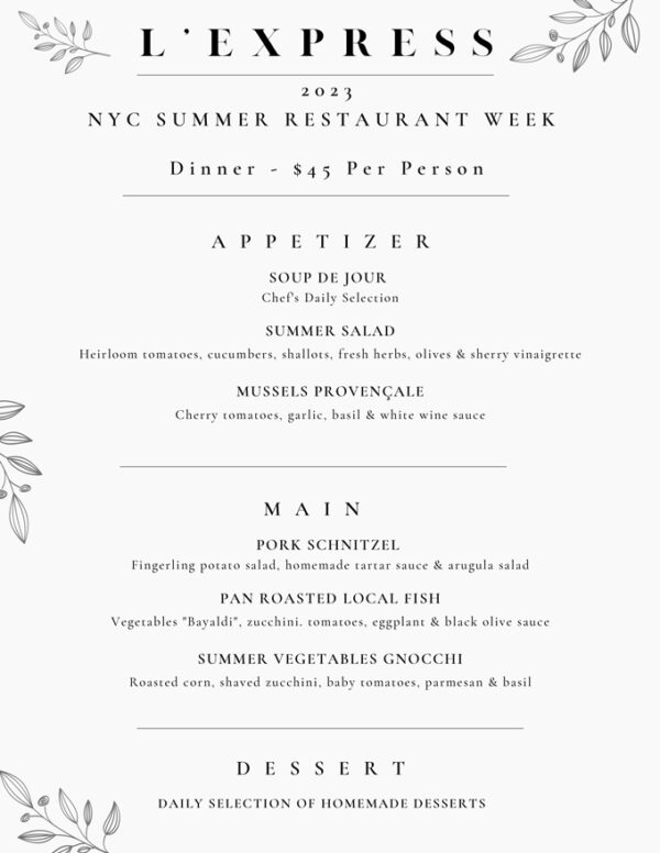 NYC Restaurant Week 2023 Summer Menus, Dates
