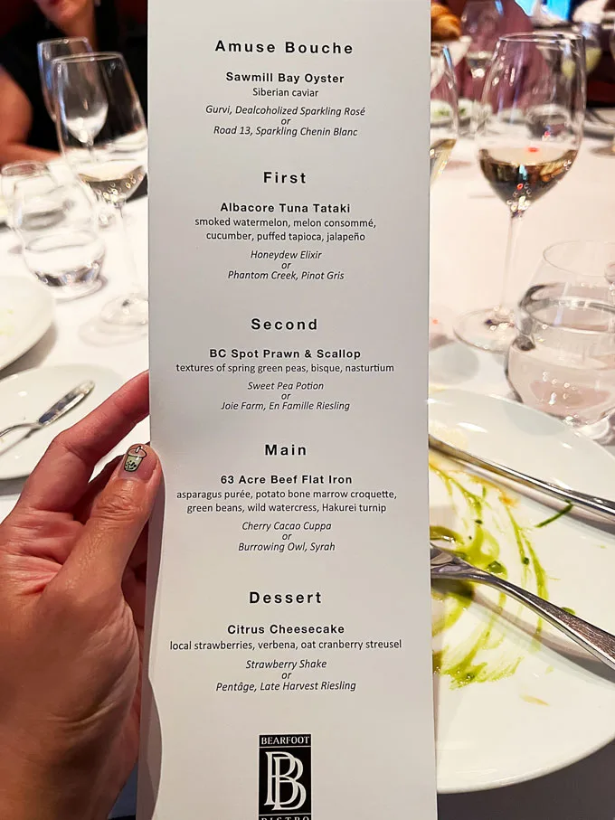 Wellness Dinner at Bearfoot Bistro Whistler