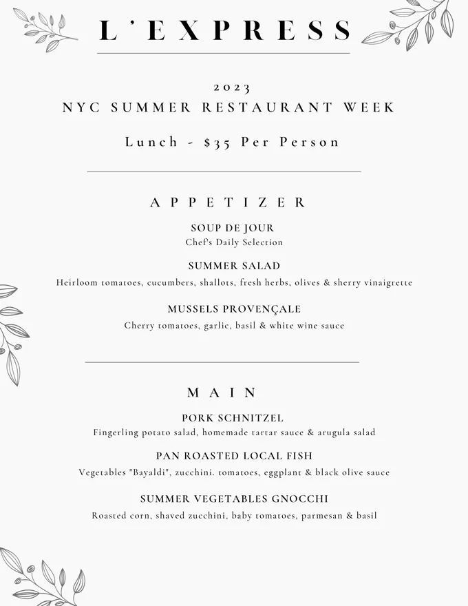 NYC Restaurant Week 2023 Summer Menus, Dates