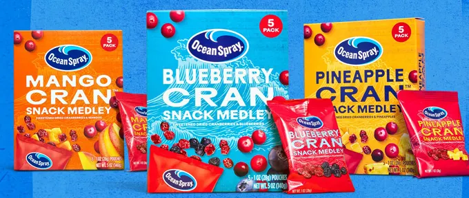 Ocean Spray Introduces Snack Medley, a Perfectly Paired Dried Fruit Mix for Families On-The-Go