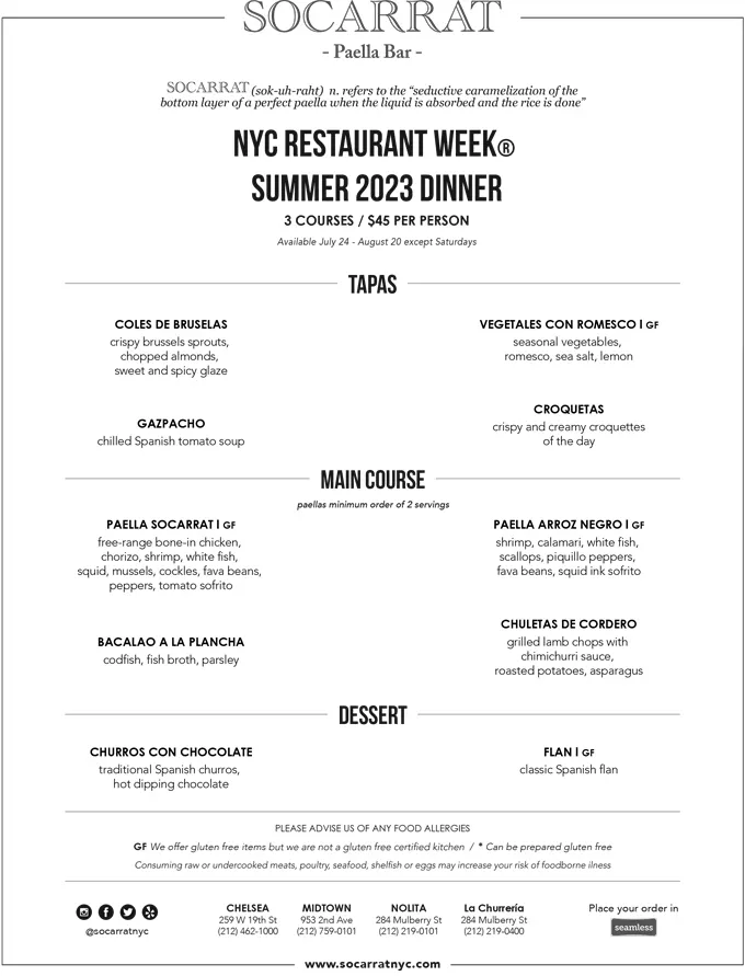 NYC Restaurant Week 2023 Summer Menus, Dates