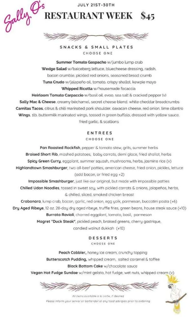 Baltimore Restaurant Week 2023 Summer: Menus, Dates