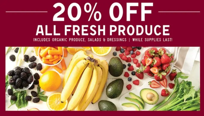 20% off produce at The Fresh Market