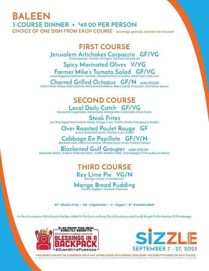 Sizzle Dining Restaurant Week 2023 South Florida Menus, Dates