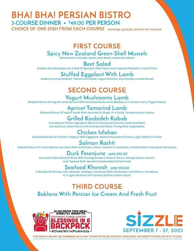 Sizzle Dining Restaurant Week 2023 South Florida Menus, Dates