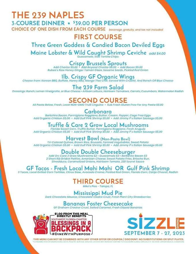Sizzle Dining Restaurant Week 2023 South Florida Menus, Dates