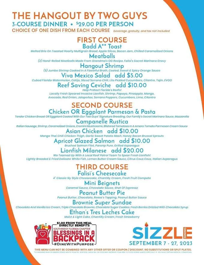 Sizzle Dining Restaurant Week 2023 South Florida Menus, Dates