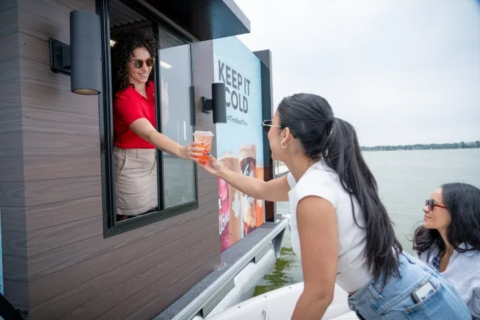 Tim Hortons opening its first-ever Boat-Thru for a limited time on Ontario's Lake Scugog, serving FREE cold beverages to guests who arrive by watercraft on Aug. 5-6