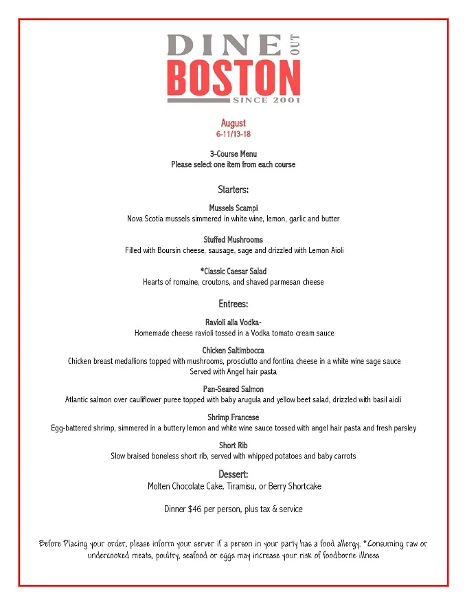 Dine Out Boston 2023 Menus, Dates, Highlights