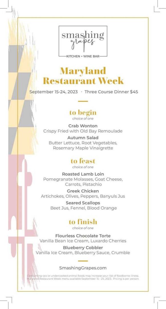 Maryland Restaurant Week 2023 Menus, Dates