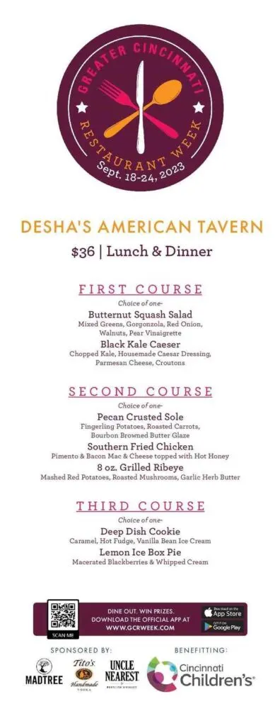 Greater Cincinnati Restaurant Week 2023 Fall: Menus, Dates
