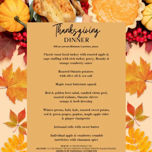 Thanksgiving Toronto 2023: Dinner, Turkey to Go, Restaurants
