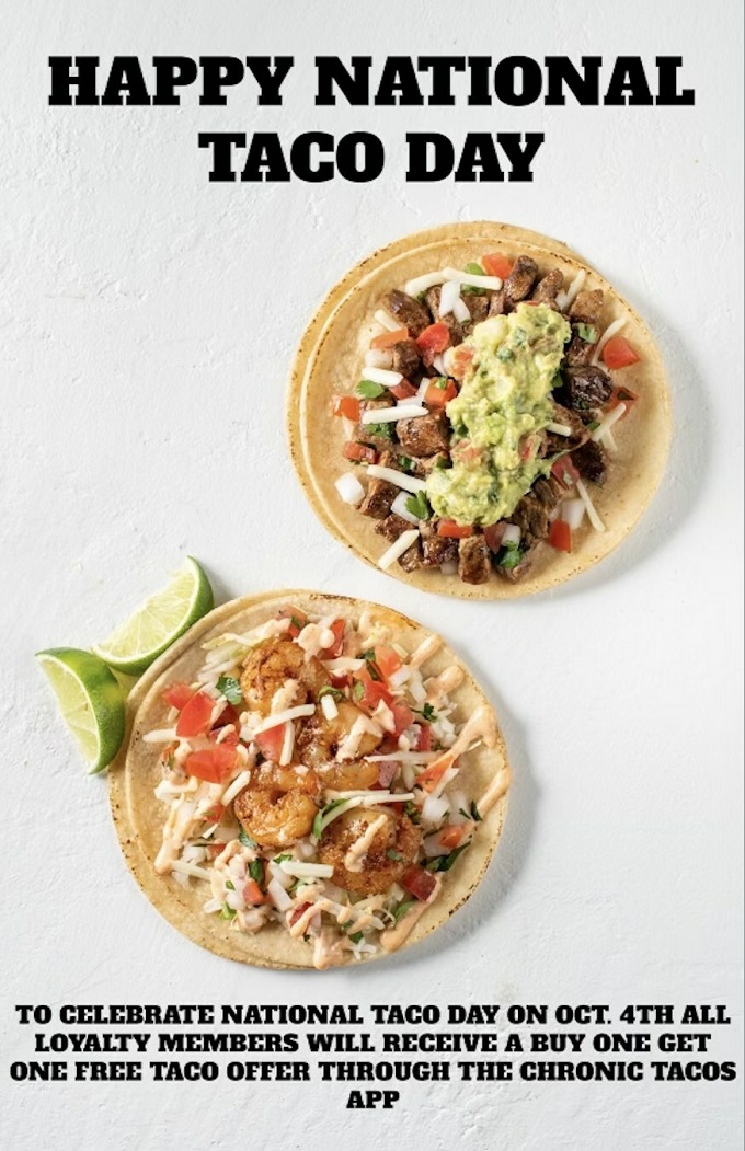 Celebrate National Taco Day With Chronic Tacos LimitedTime Offer