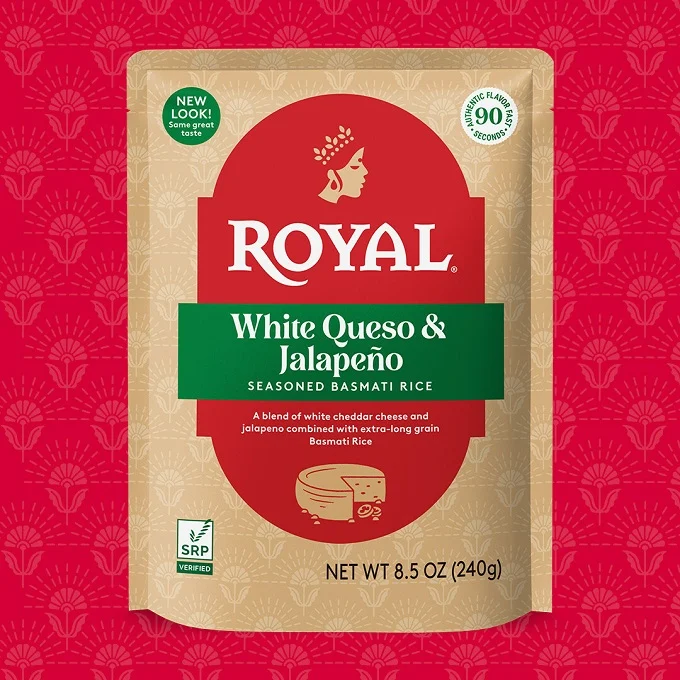 Royal New Ready-To-Heat White Queso & Jalape&ntilde;o Seasoned Basmati Rice
