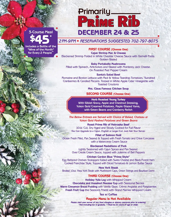 Christmas Las Vegas 2023: Dinner, Turkey to Go, Restaurants