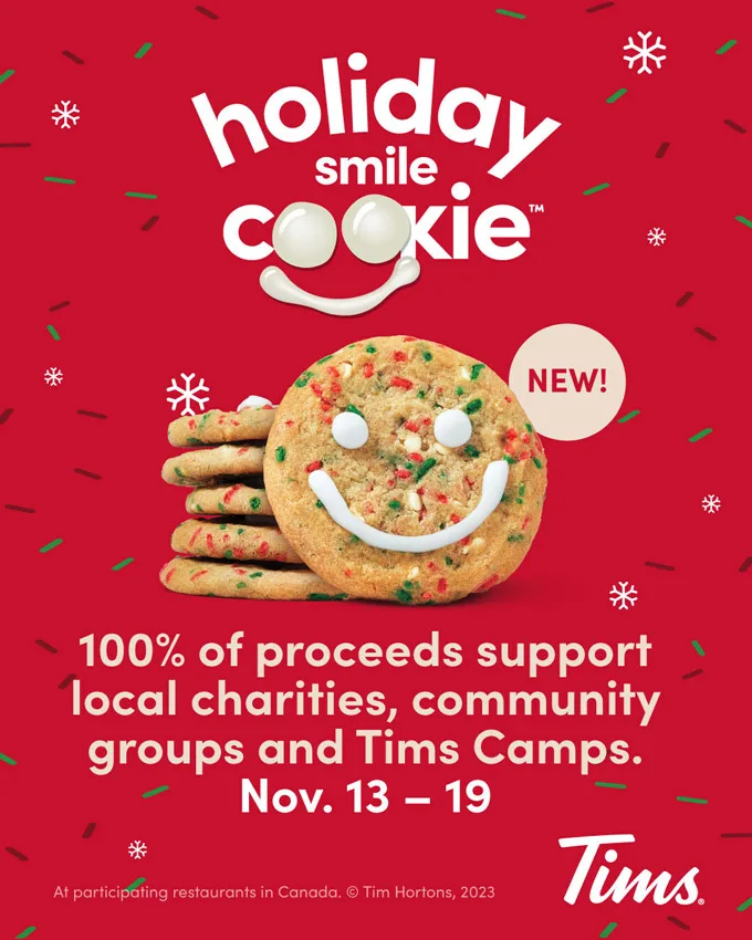 Tim Hortons' Holiday Smile Cookie: 100% for charity