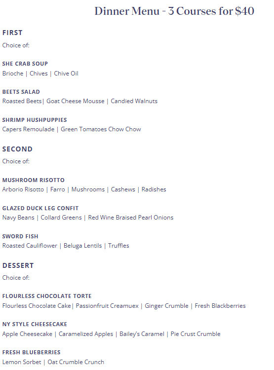 Charleston Restaurant Week 2024: Menus, Dates