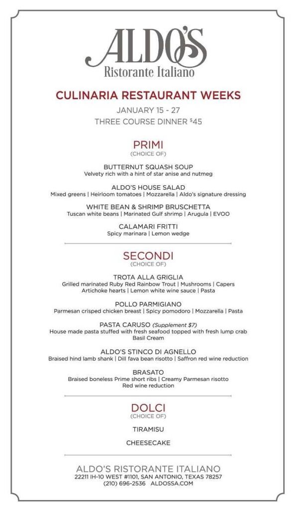 Culinaria Winter Restaurant Week 2024: Menus, Dates
